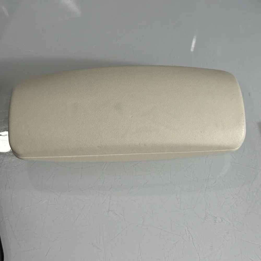 Anne Klein off white hard eyeglass clamshell case with logo